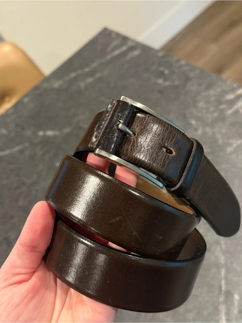 Bugatti 2464 brown leather belt men’s size 40 leather Germany